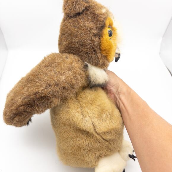 Vintage Cascade Toy Hand Puppet Owl Plush 13” Swivel Head Rotates EUC - Picture 2 of 8